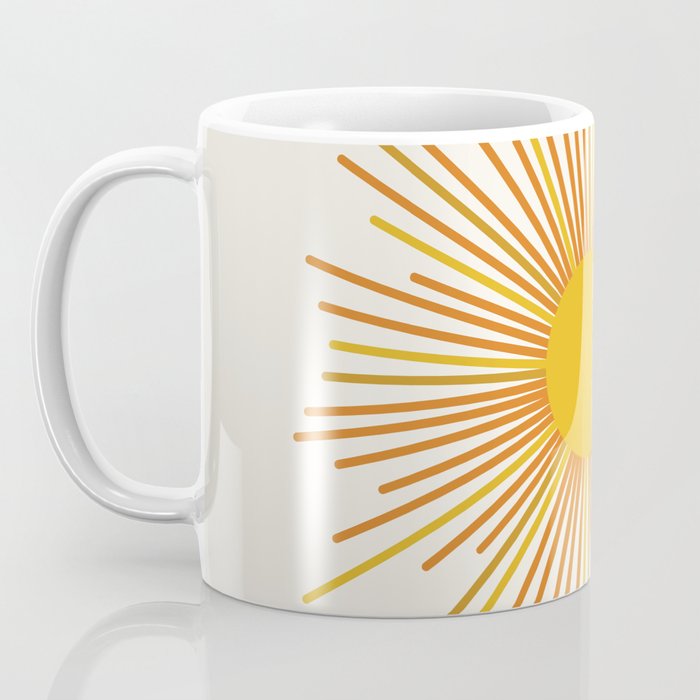 Sunburst Mid Century Modern Sun in Orange and Mustard on Light Cream Coffee Mug Gallery Image 3