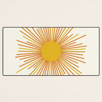 Sunburst Mid Century Modern Sun in Orange and Mustard on Light Cream Desk Mat Gallery Image 3