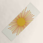 Sunburst Mid Century Modern Sun in Orange and Mustard on Light Cream Yoga Mat Gallery Image 1