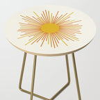 Sunburst Mid Century Modern Sun in Orange and Mustard on Light Cream Side Table Gallery Image 2