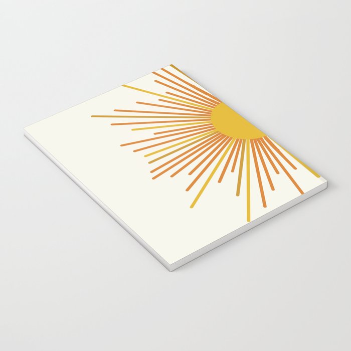 Sunburst Mid Century Modern Sun in Orange and Mustard on Light Cream Notebook Gallery Image 3