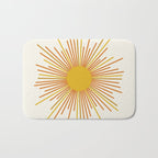 Sunburst Mid Century Modern Sun in Orange and Mustard on Light Cream Bath Mat Gallery Image 1