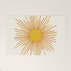 Sunburst Mid Century Modern Sun in Orange and Mustard on Light Cream Welcome Mat Gallery Image 1