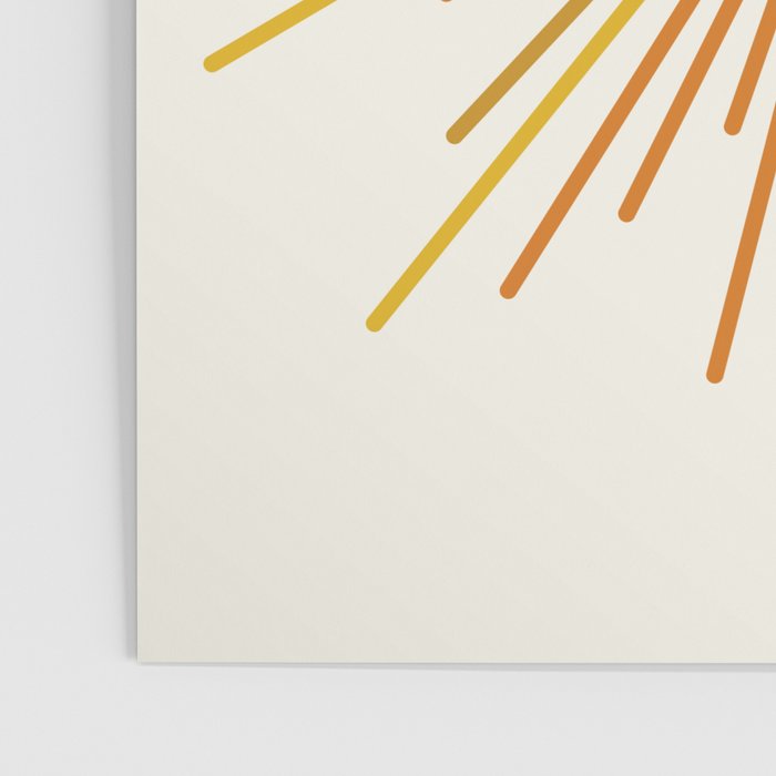 Sunburst Mid Century Modern Sun in Orange and Mustard on Light Cream Poster Gallery Image 3
