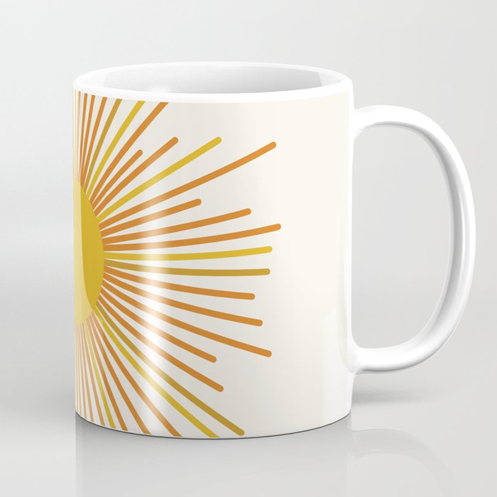 Sunburst Mid Century Modern Sun in Orange and Mustard on Light Cream Coffee Mug Gallery Image 1