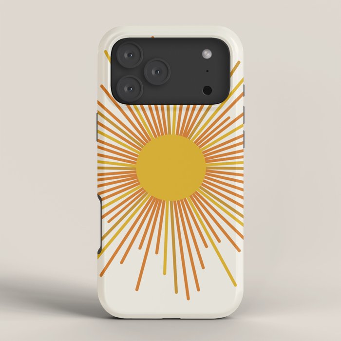 Sunburst Mid Century Modern Sun in Orange and Mustard on Light Cream iPhone Case Gallery Image 4