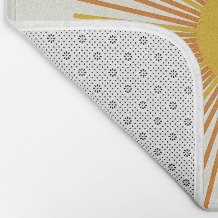 Sunburst Mid Century Modern Sun in Orange and Mustard on Light Cream Bath Mat Gallery Image 2