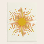 Sunburst Mid Century Modern Sun in Orange and Mustard on Light Cream Poster Gallery Image 4