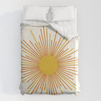 Sunburst Mid Century Modern Sun in Orange and Mustard on Light Cream Duvet Cover Gallery Image 6