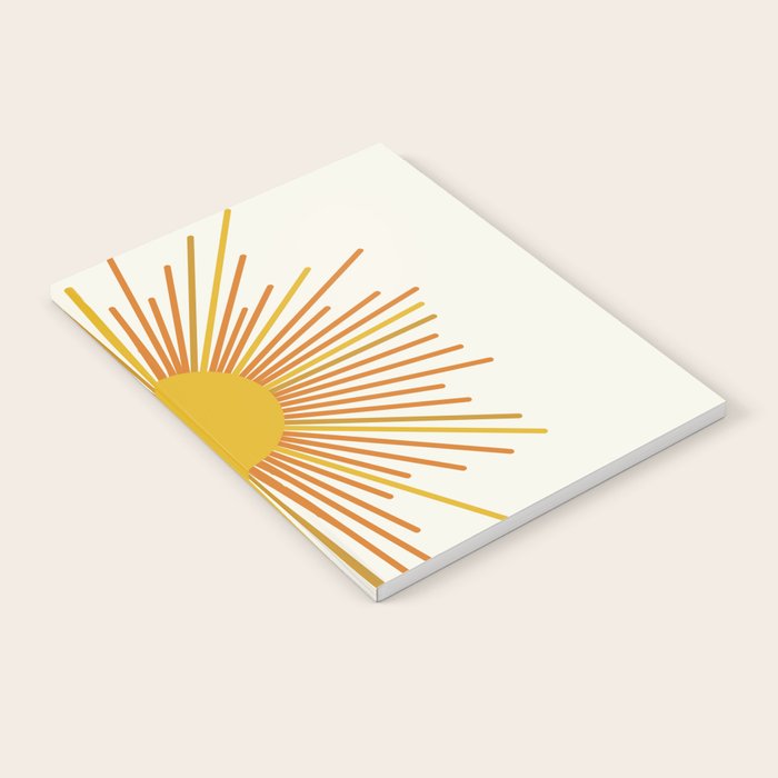 Sunburst Mid Century Modern Sun in Orange and Mustard on Light Cream Notebook Gallery Image 2