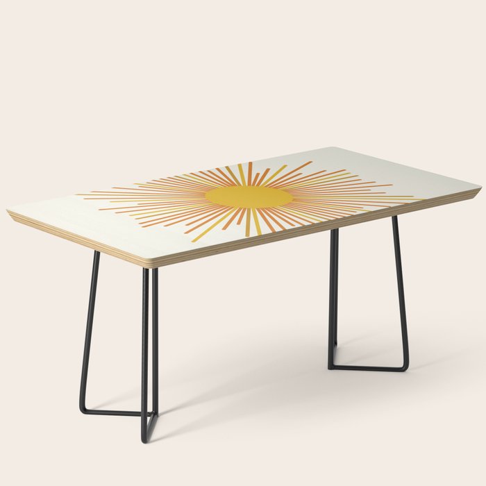 Sunburst Mid Century Modern Sun in Orange and Mustard on Light Cream Coffee Table Gallery Image 1