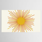 Sunburst Mid Century Modern Sun in Orange and Mustard on Light Cream Tablecloth Gallery Image 2