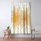 Sunburst Mid Century Modern Sun in Orange and Mustard on Light Cream Window Curtain Gallery Image 5