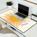 Sunburst Mid Century Modern Sun in Orange and Mustard on Light Cream Desk Mat Gallery Image 2