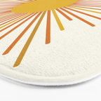 Sunburst Mid Century Modern Sun in Orange and Mustard on Light Cream Bath Mat Gallery Image 3