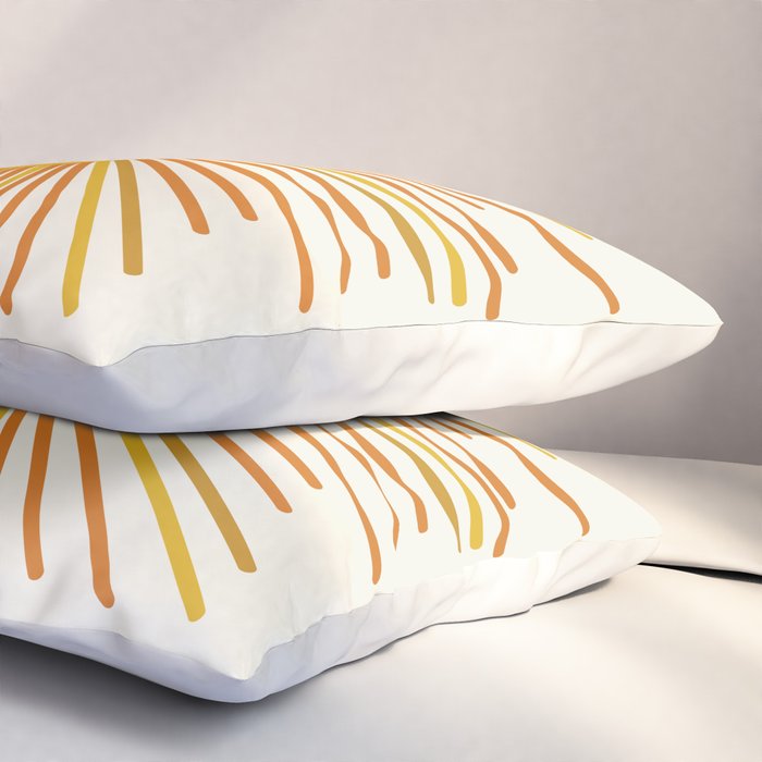 Sunburst Mid Century Modern Sun in Orange and Mustard on Light Cream Pillow Sham Gallery Image 3
