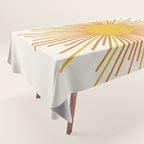 Sunburst Mid Century Modern Sun in Orange and Mustard on Light Cream Tablecloth Gallery Image 1
