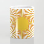 Sunburst Mid Century Modern Sun in Orange and Mustard on Light Cream Coffee Mug Gallery Image 4