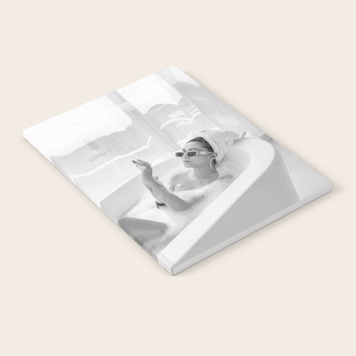 How to live, die, & stay cool in L.A. - Young woman in sunglasses taking a bath black and white photograph - photography - photographs Notebook Gallery Image 2