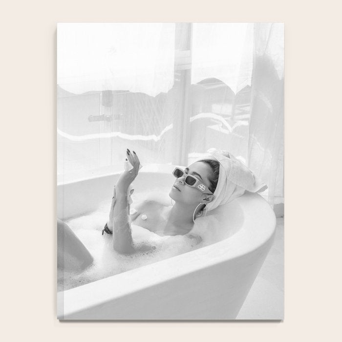 How to live, die, & stay cool in L.A. - Young woman in sunglasses taking a bath black and white photograph - photography - photographs Notebook Gallery Image 4