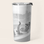 How to live, die, & stay cool in L.A. - Young woman in sunglasses taking a bath black and white photograph - photography - photographs Travel Mug Gallery Image 2