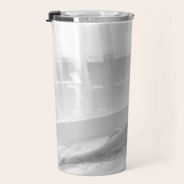How to live, die, & stay cool in L.A. - Young woman in sunglasses taking a bath black and white photograph - photography - photographs Travel Mug Gallery Image 3