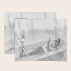 How to live, die, & stay cool in L.A. - Young woman in sunglasses taking a bath black and white photograph - photography - photographs Placemat Gallery Image 1