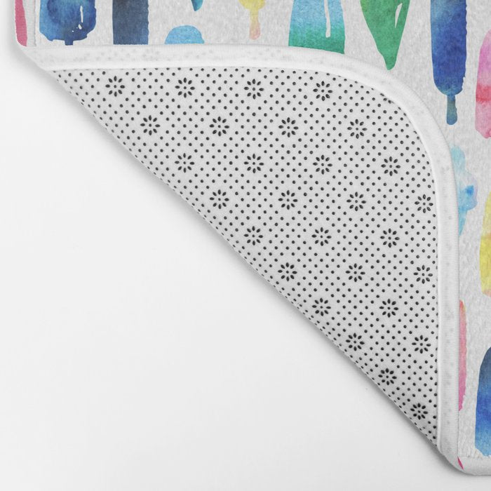 Rainbow Watercolor Popsicles Ice Cream Cones Bath Mat Gallery Image 2