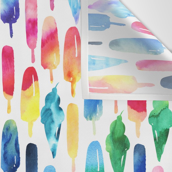 Rainbow Watercolor Popsicles Ice Cream Cones Wall Tapestry Gallery Image 3
