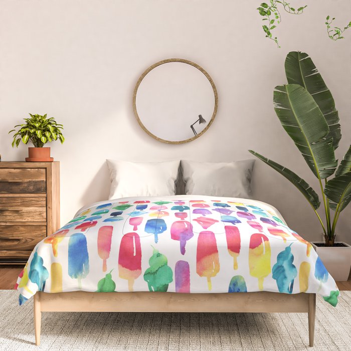 Rainbow Watercolor Popsicles Ice Cream Cones Comforter Gallery Image 3