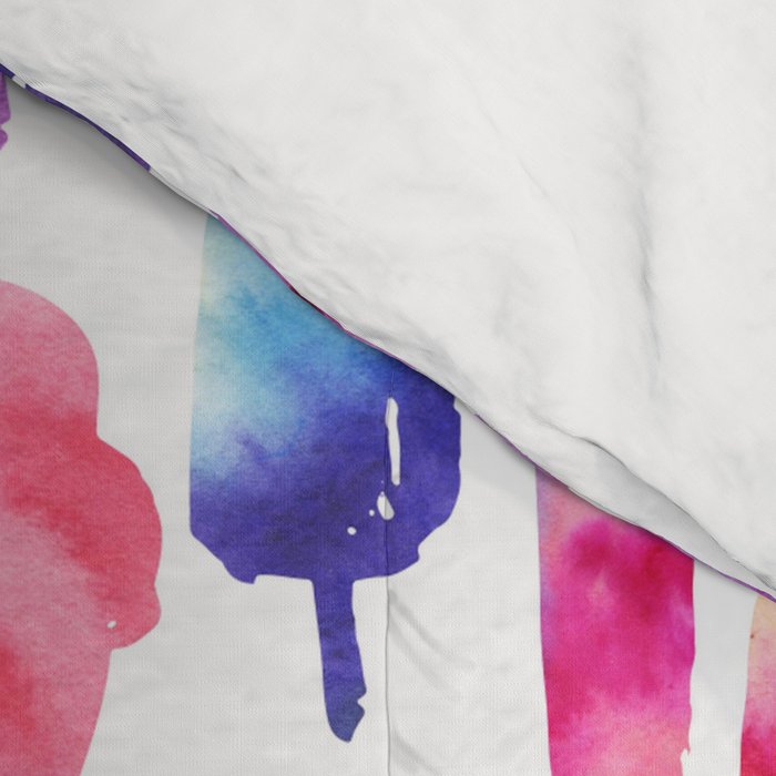 Rainbow Watercolor Popsicles Ice Cream Cones Comforter Gallery Image 4