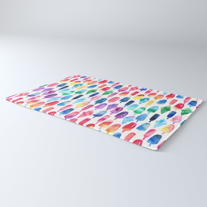 Rainbow Watercolor Popsicles Ice Cream Cones Rug Gallery Image 3