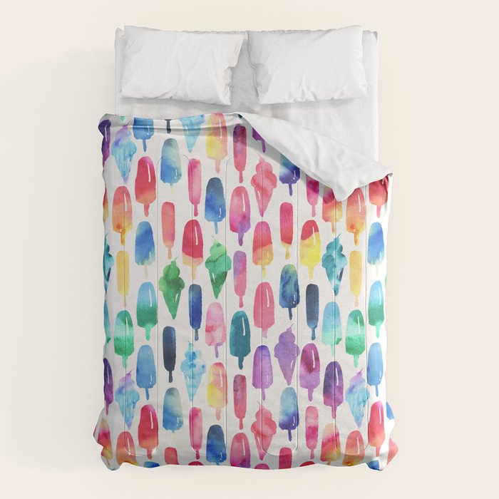 Rainbow Watercolor Popsicles Ice Cream Cones Comforter Gallery Image 6