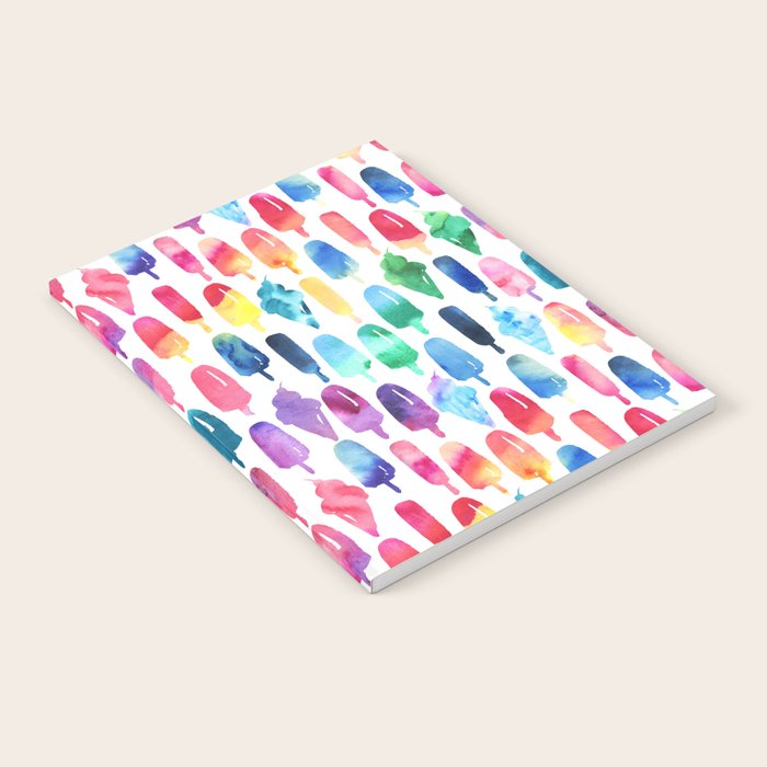 Rainbow Watercolor Popsicles Ice Cream Cones Notebook Gallery Image 1