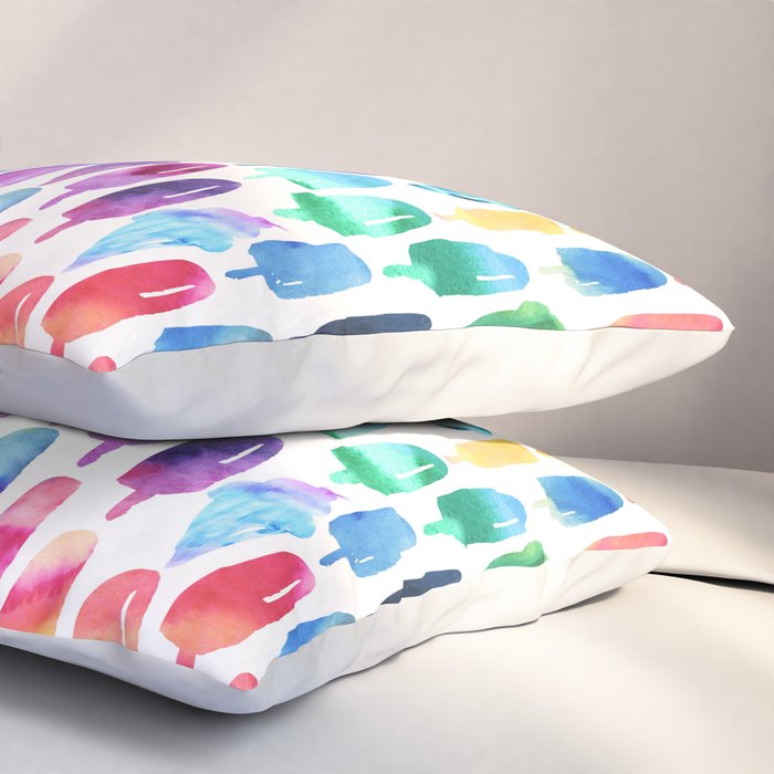 Rainbow Watercolor Popsicles Ice Cream Cones Pillow Sham Gallery Image 3