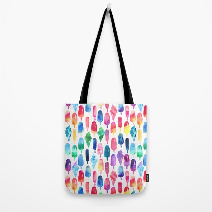 Rainbow Watercolor Popsicles Ice Cream Cones Tote Bag Gallery Image 2