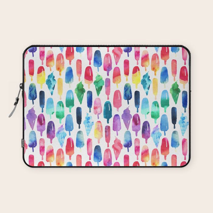 Rainbow Watercolor Popsicles Ice Cream Cones Laptop Sleeve Gallery Image 1