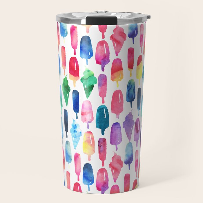 Rainbow Watercolor Popsicles Ice Cream Cones Travel Mug Gallery Image 1