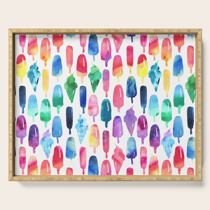 Rainbow Watercolor Popsicles Ice Cream Cones Serving Tray Gallery Image 1
