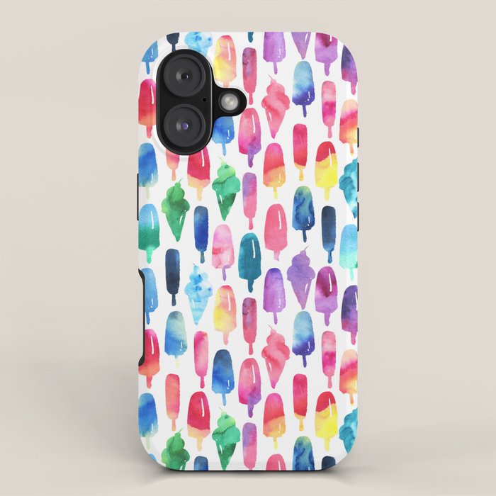 Rainbow Watercolor Popsicles Ice Cream Cones iPhone Case Gallery Image 1