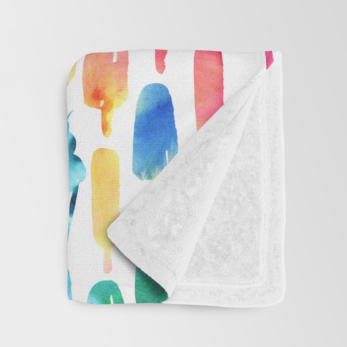 Rainbow Watercolor Popsicles Ice Cream Cones Throw Blanket Gallery Image 3