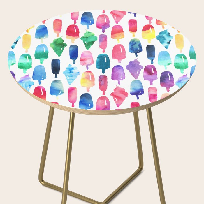 Rainbow Watercolor Popsicles Ice Cream Cones Side Table Gallery Image 2