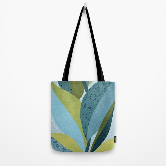 Abstract Maximal Flora in French Blue and Olive Tote Bag Gallery Image 2