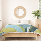 Abstract Maximal Flora in French Blue and Olive Duvet Cover Gallery Image 3