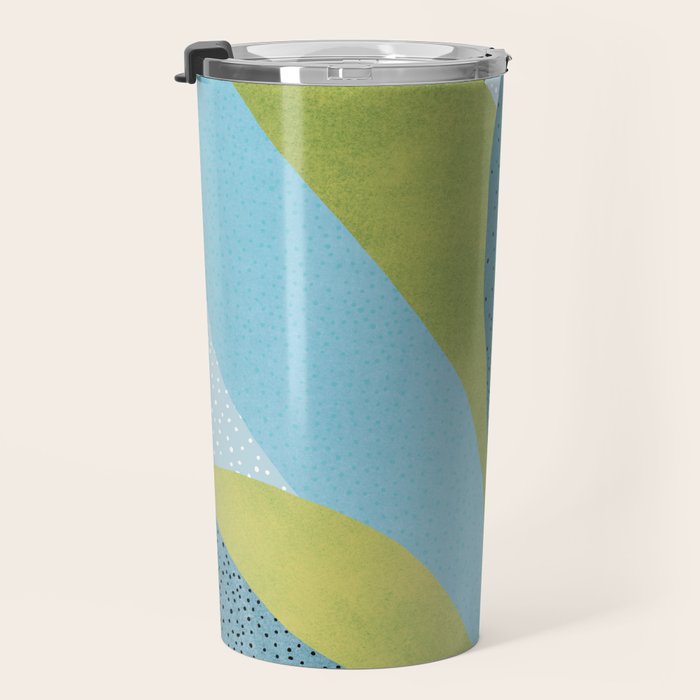 Abstract Maximal Flora in French Blue and Olive Travel Mug Gallery Image 3