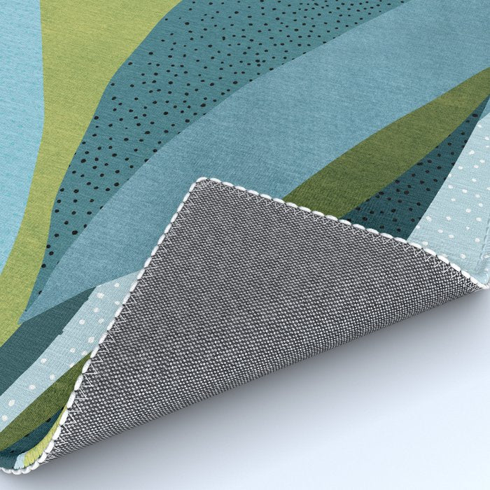 Abstract Maximal Flora in French Blue and Olive Rug Gallery Image 4