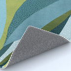 Abstract Maximal Flora in French Blue and Olive Rug Gallery Image 4