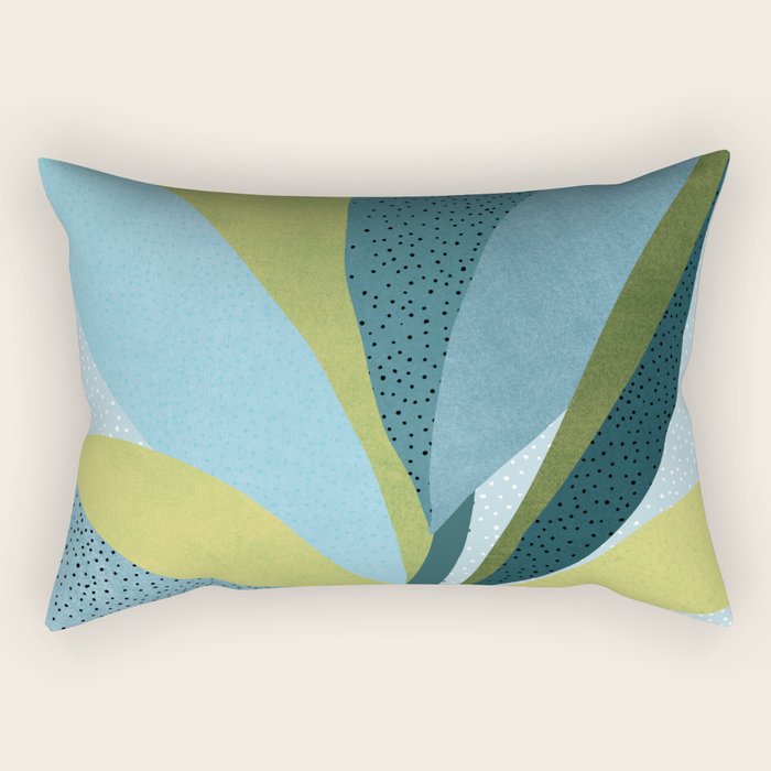 Abstract Maximal Flora in French Blue and Olive Rectangular Pillow Gallery Image 2