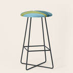Abstract Maximal Flora in French Blue and Olive Stool Gallery Image 1