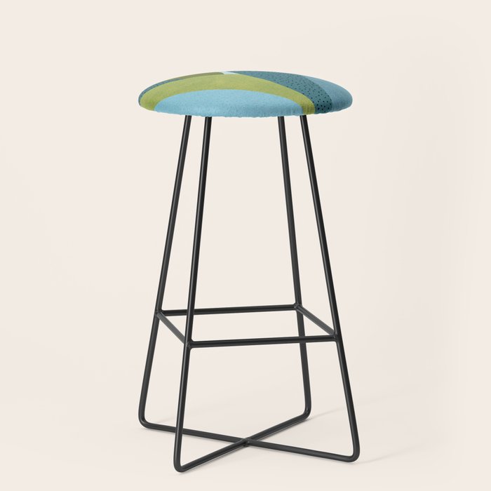 Abstract Maximal Flora in French Blue and Olive Stool Gallery Image 1